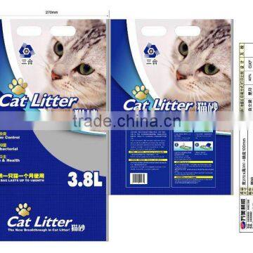 eco-friendly high adsorption dust free 5% blue or pink 1-8mm crystal 3.8L clumping silica gel cat litter