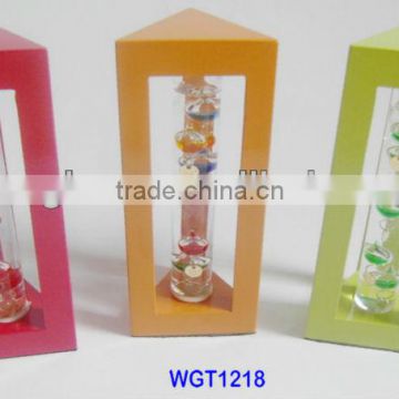 Multicolor Galileo Thermomter Triangle Wood Stand