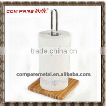 Useful ! Stainless Steel and Metal Toilet Tissue Holder with wooden base