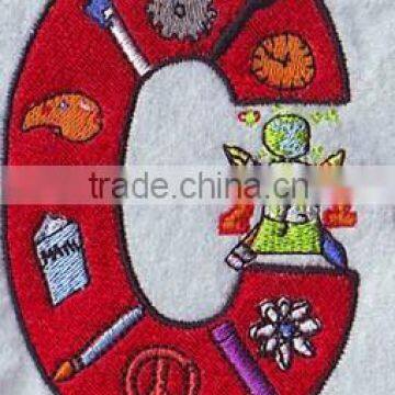 Cheap letters logos sew- on embroidery patches for sale.