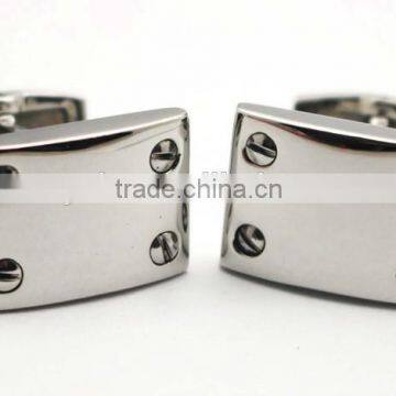 Stainless Steel Silver Rectangle Personalized Cool Cufflinks for Men photo-3