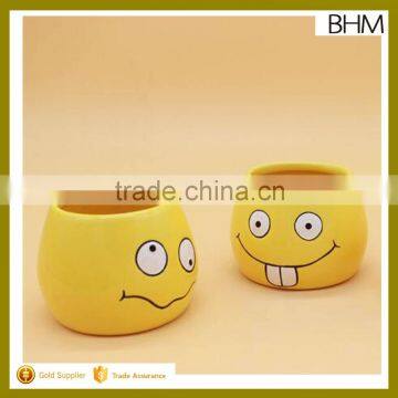 7*9cm Various face expression smile yellow small mini table pot for home centerpiece