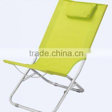 Comfortable folding beach chair with a pillow