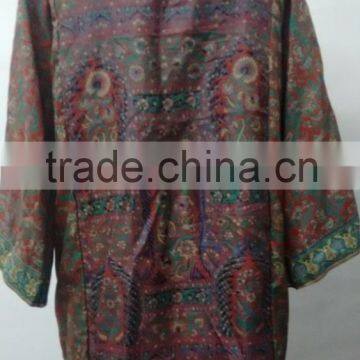 Indian Handmade Girls Nightwear Intimate Sleepware Kimono Bathrobe Vintage Silk Saree Nightgown photo-2