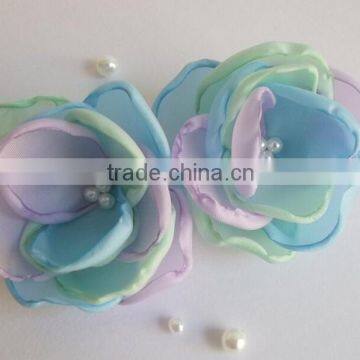 Multicolor Mint Lilac Sky Blue Fabric Flower Handmade,Fabric Flower For Shoe Accessories