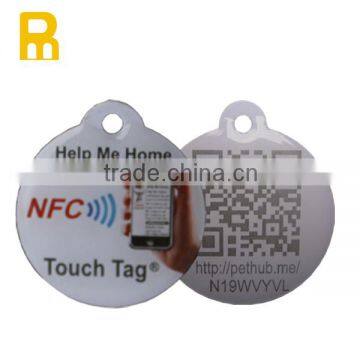 Dog tag type PVC plastic nfc pet id tag