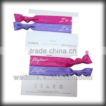 2pcs Cardboard Custom Knot Hair Ties Custom Fold Over Elastic Hair Band Pony Tail Holder Bracelet