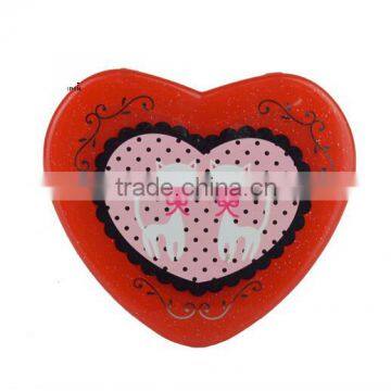 Factory Directly Heart Shape Plastic Folding Pocket Mirror photo-3