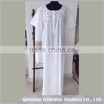 Good Supplier White Cotton Dressing Gown Night Dress