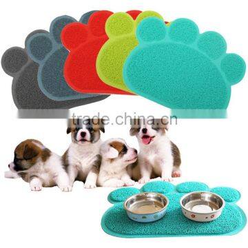 Dog Puppy Paw Shape PVC Placemat Pet Cat Dish Bowl Food Water Mat Wipe Clean