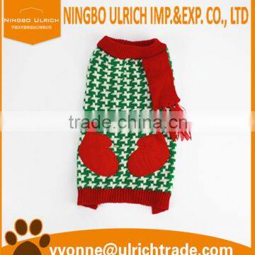 M89 Fashion Holiday Houndstooth Dog Sweater With Scarf