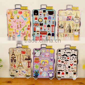 cartoon shape pvc paper stickers for promotional gift/luggage sticker