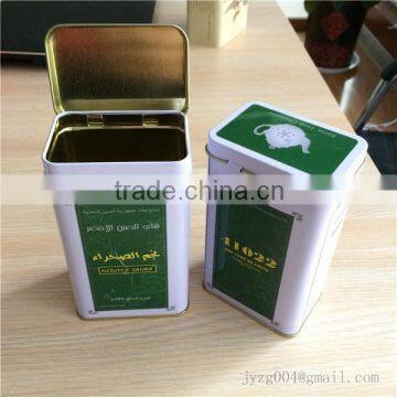 Cheapest Wholesale china factory directly customized rectangle green tea packing tin can with hinge