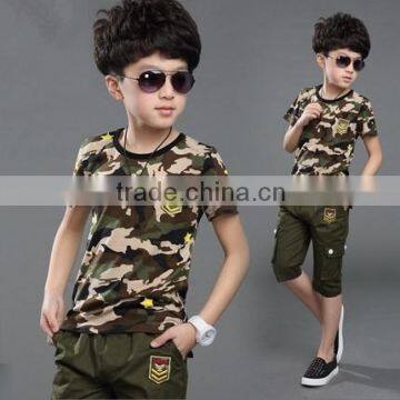 boys short sleeve cotton handsome camouflage suit