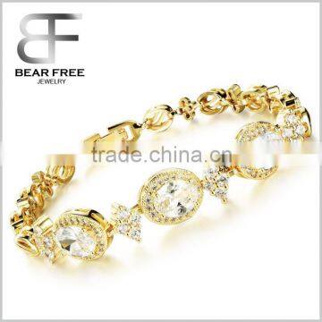 Gold Plated Women's Charm Cubic Zirconia Bracelet in Copper