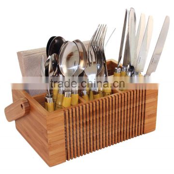 factory wholesale bamboo utensil caddy, flatware & kitchen utensils holding box                        
                                                Quality Choice