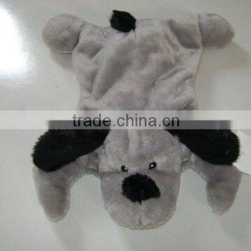 cheap promotional grey dog soft plush animal shaped hot water bottle cover for 2000ml