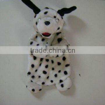 lovely white spotted dog soft plush animal hot water bottle cover