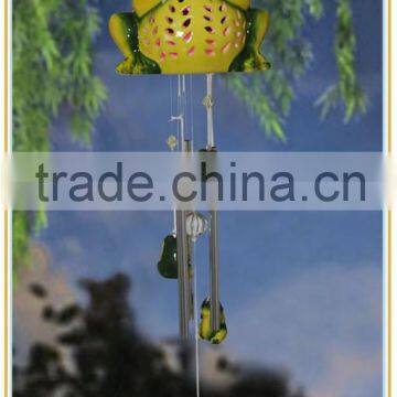 outdoor ceramic frog wind chime with solar garden led lights
