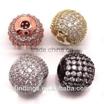 BJ4710 Brass diamond pave loose beads, cz micro pave beads, wholesale cz jewelry