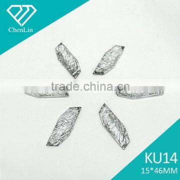 KU14 Foiled 15*46 Flat Back Sew on Acrylic Rhinestones for Fashion Decoration, Craft Making, Garment Bags Accessories