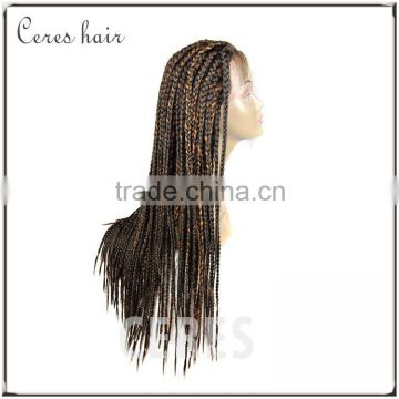 2015 new fashion lace front wig with baby hair heat resistant synthetic american african braided wig