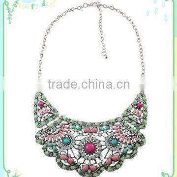 2015 Trendy Fashion European Big Statement Colorful Beads Wool Necklace photo-2
