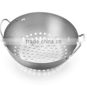 stainless steel round bbq grill wok