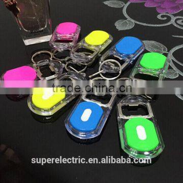 Wholesale Cheap Custom Fashion LED Keychain Promotional Plastic LED Bottle Opener Keychain