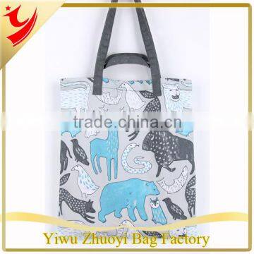 ZY176 wholesale Blue & Grey cotton canvas tote bag webbing straps