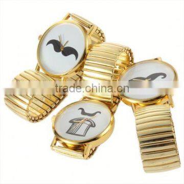 ladies solid gold watches metal mustache watch