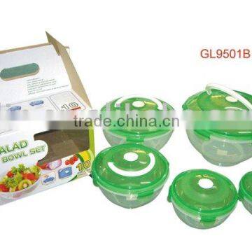 Hot selling 5pcs plastic salad bowl set