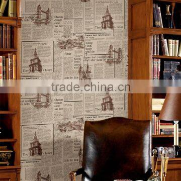 Cheap Newspaper Home Decoration Modern Wallpaper