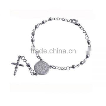 Religious design bulk charm bracelets stainless steel rosary bracelet