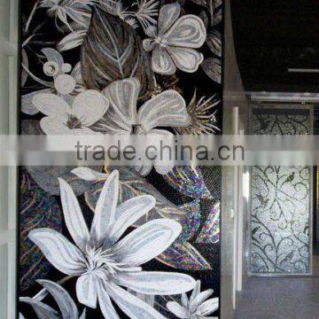 Decorative Lily Flower Glass Tile Mosaic Mural Patterns photo-6