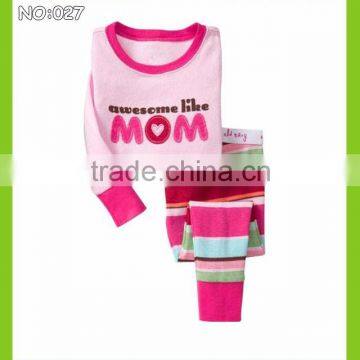 2015 kids clothes baby sleepwear MOM embroidered pajamas girls lovely pyjamas children nightwear pijamas 100% cotton long sleeve