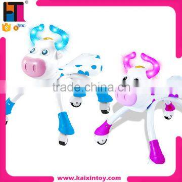 updated version blue & pink lovely cow baby walking car with wheels electric kids ride on car animals                        
                                                Quality Choice