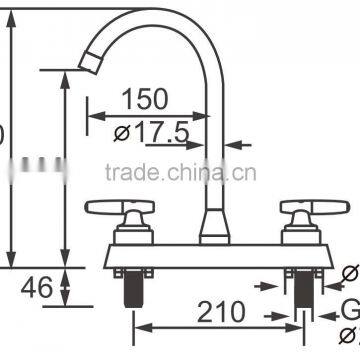 Plastic Cheap Dual Handle Kitchen Faucet D309 photo-2