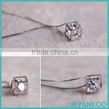 S925 Sterling Silver Fashion Fancy Magic Cube inside CZ Diamond Crystal Pendant