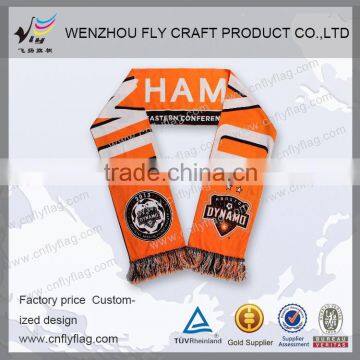 New design hotsale special fashion sport fans jacuard knitted scarf