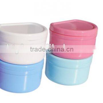 good quality plastic denture boxes with soak net/basket/retainer boxes/teeth storage boxes with soak net/basket