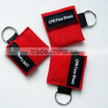 New Arrived 5 colors CPR Mask Keychain Emergency Face Shield First Aid Rescue bag kits