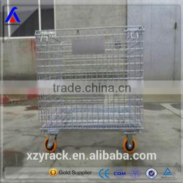 warehouse mobile hypercage collapsible storage cage with coaster mesh box wire cage factory supplier