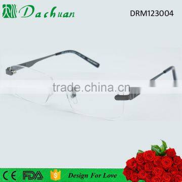 High quality carbon fiber rimelss metal reading glasses with match pouch