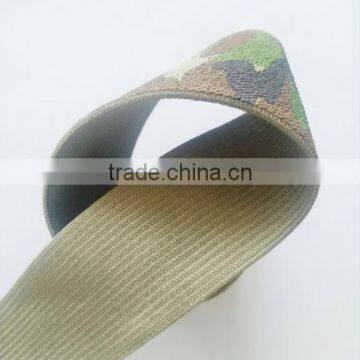 Custom printed 100% cotton elastic band camouflage webbing