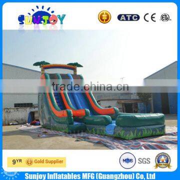 2016 High quality double lane inflatable water slide with pool for water games