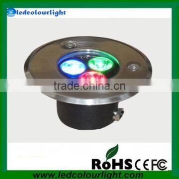 3*1w RGB LED underground light,85*H92mm;DC12V input,can be controlled by common rgb controller or dmx decoder