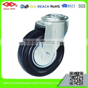 3 inch rubber wheel industrial caster with installing hole