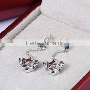 Long Fashion Design Raw Material Engraved Hanging Pave Diamond Earrings photo-6