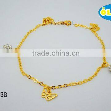 Olivia Jewelry Wholesale Fashion Design Stainless Steel Gold Anklet With Butterfly Charms